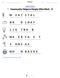Community Helpers: People Who Work printable worksheet preview