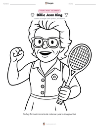 Página para colorear de Billie Jean King para niños