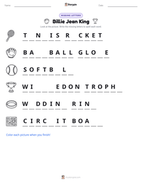 Billie Jean King printable worksheet preview