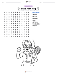 Billie Jean King printable worksheet preview