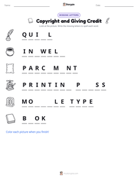Copyright and Giving Credit printable worksheet preview