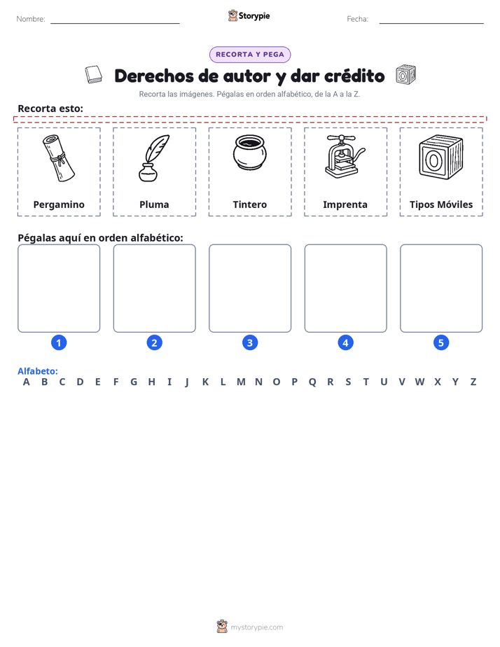 Cortar y Pegar el Alfabeto