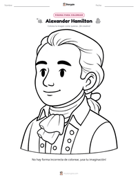 Página para colorear de Alexander Hamilton para niños