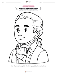 Pagina da colorare di Alexander Hamilton per bambini