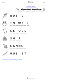 Alexander Hamilton printable worksheet preview