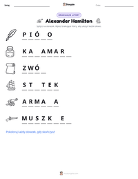 Podgląd drukowalnego arkusza ćwiczeń Alexander Hamilton