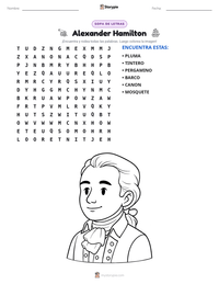 Vista previa de la hoja de trabajo imprimible de Alexander Hamilton