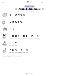 Amelia Bedelia (book) printable worksheet preview