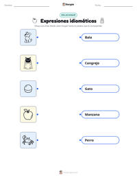 Hoja de trabajo imprimible de Expresiones idiomáticas para niños