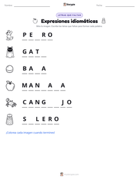 Vista previa de la hoja de trabajo imprimible de Expresiones idiomáticas