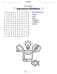 Vista previa de la hoja de trabajo imprimible de Expresiones idiomáticas