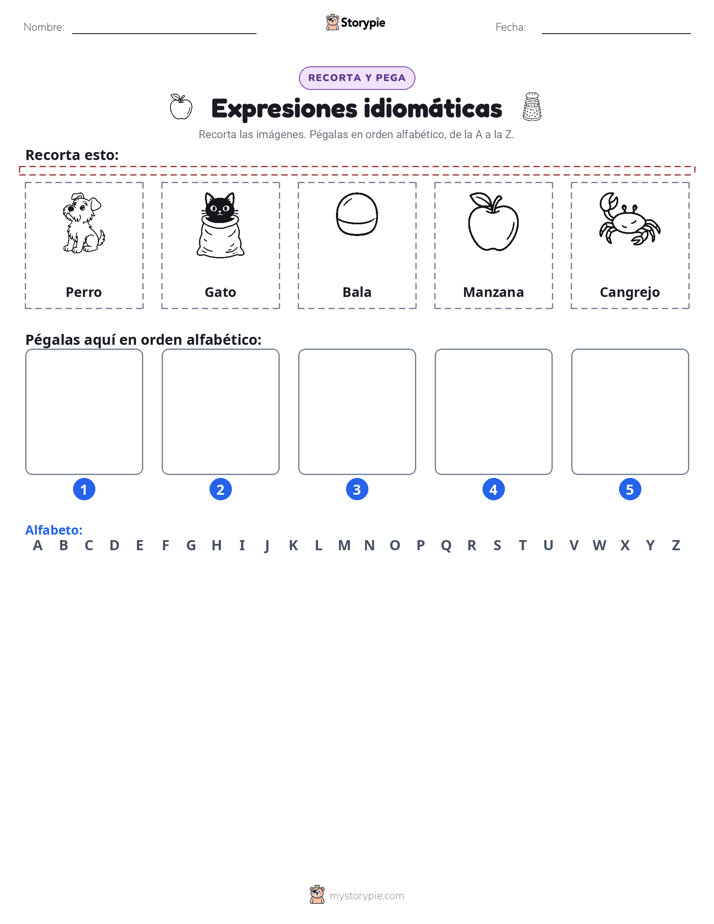 Cortar y Pegar el Alfabeto