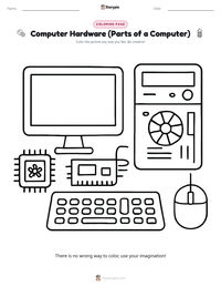Computer Hardware (Parts of a Computer) coloring page for kids