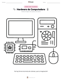 Página para colorear de Hardware de Computadora para niños