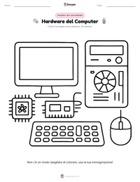 Pagina da colorare di Hardware del Computer per bambini