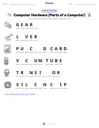 Computer Hardware (Parts of a Computer) printable worksheet preview