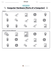 Computer Hardware (Parts of a Computer) printable worksheet preview