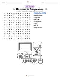 Vista previa de la hoja de trabajo imprimible de Hardware de Computadora