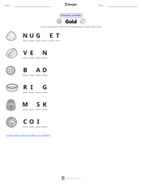 Gold printable worksheet preview