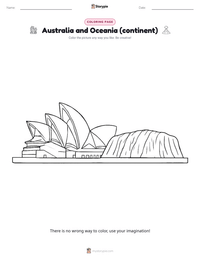 Australia and Oceania (continent) coloring page for kids