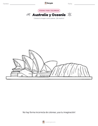 Página para colorear de Australia y Oceanía para niños