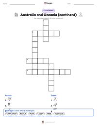 Australia and Oceania (continent) printable worksheet preview