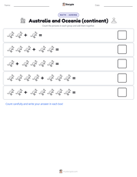 Australia and Oceania (continent) printable worksheet preview