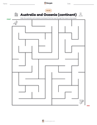 Australia and Oceania (continent) printable worksheet preview