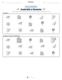 Anteprima della scheda stampabile di Australia e Oceania