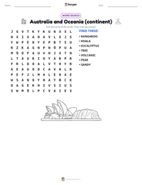Australia and Oceania (continent) printable worksheet preview