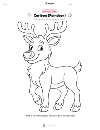 Caribou (Reindeer) coloring page for kids
