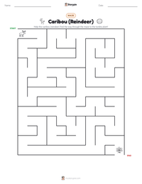 Caribou (Reindeer) printable worksheet preview