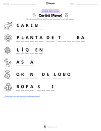 Vista previa de la hoja de trabajo imprimible de Caribú (Reno)