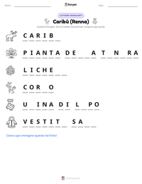 Anteprima della scheda stampabile di Caribù (Renna)