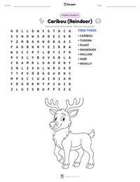 Caribou (Reindeer) printable worksheet preview
