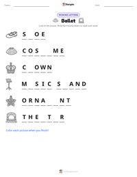 Ballet printable worksheet preview