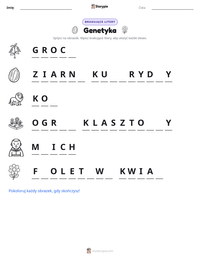 Podgląd drukowalnego arkusza ćwiczeń Genetyka
