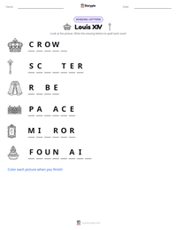 Louis XIV printable worksheet preview