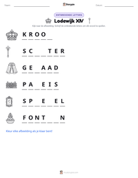 Lodewijk XIV afdrukbare werkblad voorbeeld