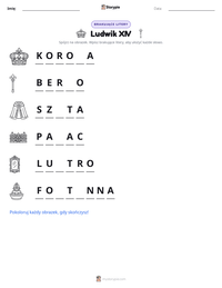 Podgląd drukowalnego arkusza ćwiczeń Ludwik XIV