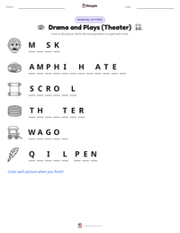 Drama and Plays (Theater) printable worksheet preview