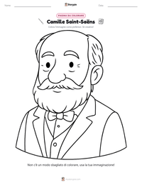 Pagina da colorare di Camille Saint-Saëns per bambini