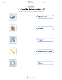 Camille Saint-Saëns printable worksheet for kids