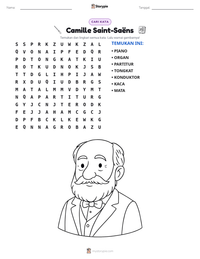 Prabaca lembar kerja cetak Camille Saint-Saëns