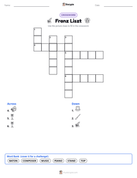 Franz Liszt printable worksheet preview