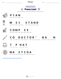 Franz Liszt printable worksheet preview