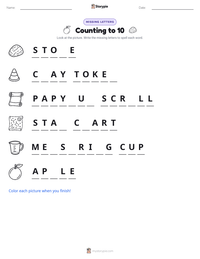 Counting to 10 printable worksheet preview