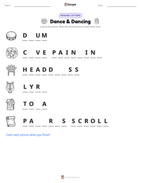 Dance & Dancing printable worksheet preview