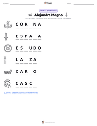 Vista previa de la hoja de trabajo imprimible de Alejandro Magno