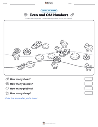 Even and Odd Numbers printable worksheet preview